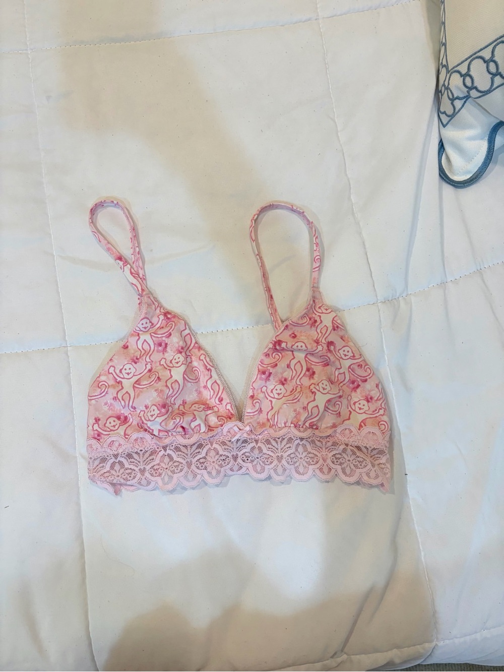 Roller Rabbit  Pink Lace Trim Bralette Small